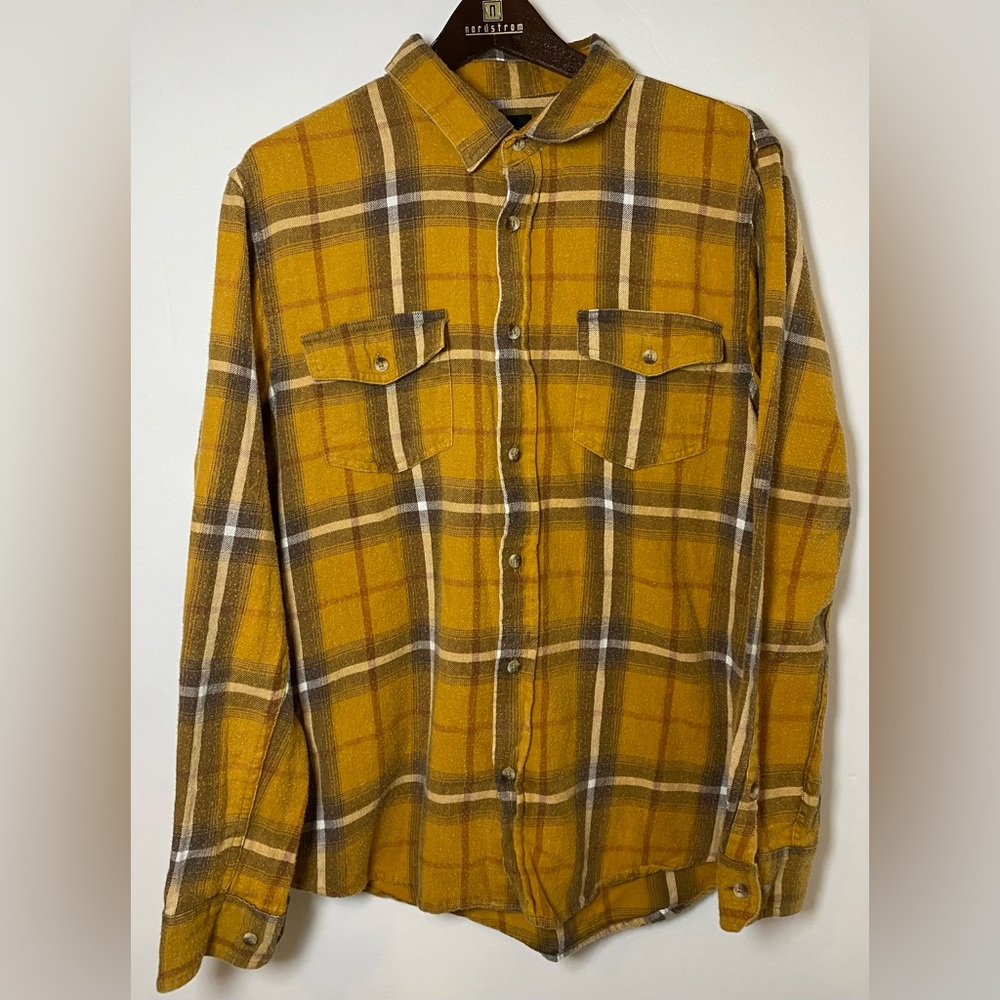 Yellow Plaid Button-Up Shirt (Size M)